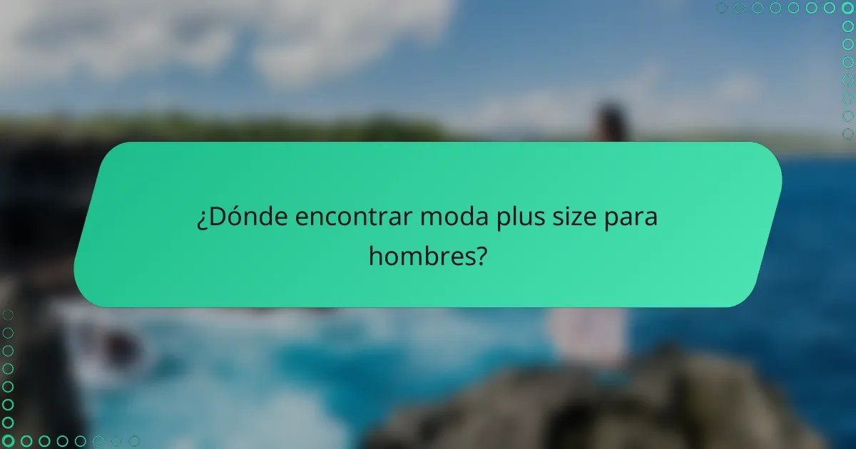 ¿Dónde encontrar moda plus size para hombres?