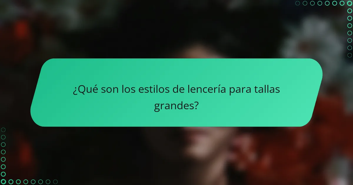 ¿Qué son los estilos de lencería para tallas grandes?